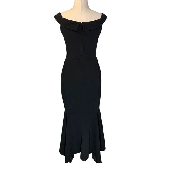 Xscape Off-the-Shoulder Scuba Crepe Flounce Dress| Size 6 - Picture 4 of 10